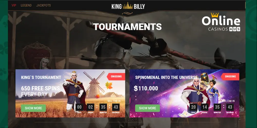 Bonuses at King Billy Casino