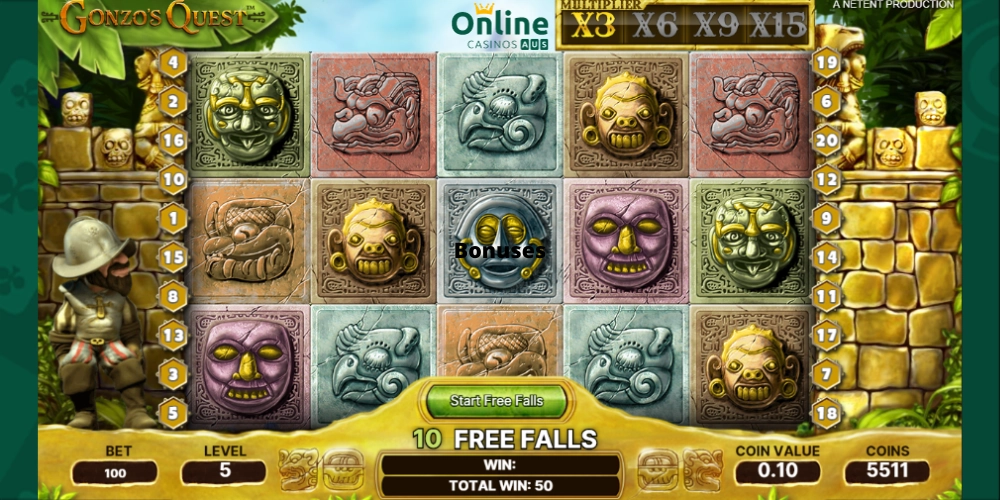 Gonzo's Quest pokie Bonuses australia