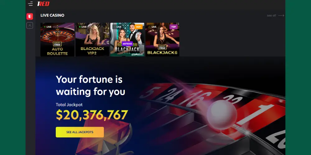 1Red casino Jackpot games