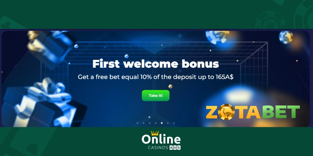 Welcome bonus at ZotaBet Casino Australia