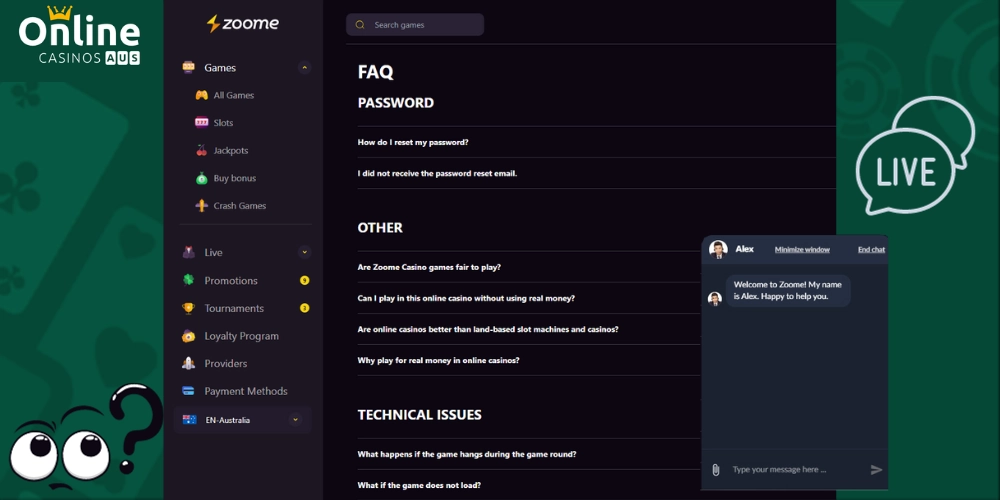 Zoome Casino Help